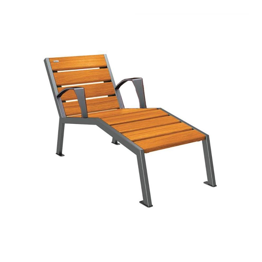 CHAISE LONGUE ACIER BOIS 1 PLACE AVEC