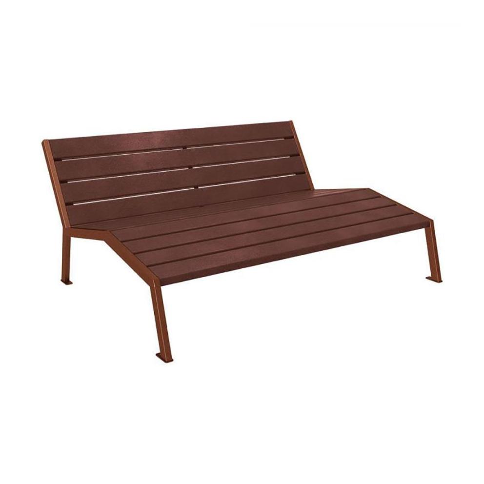 CHAISE LONGUE ACIER BOIS 2 PLACES SANS