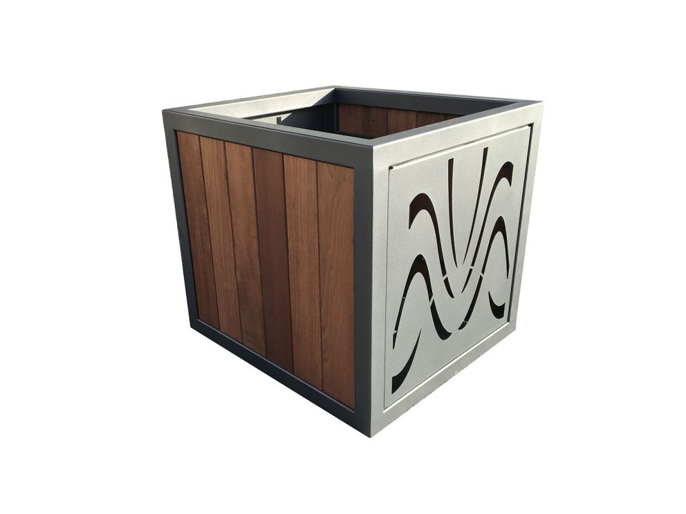 JARDINIERE METAL ET BOIS